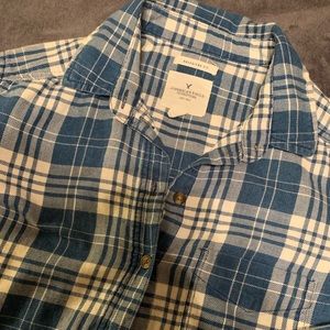 Plaid shirt blue and white